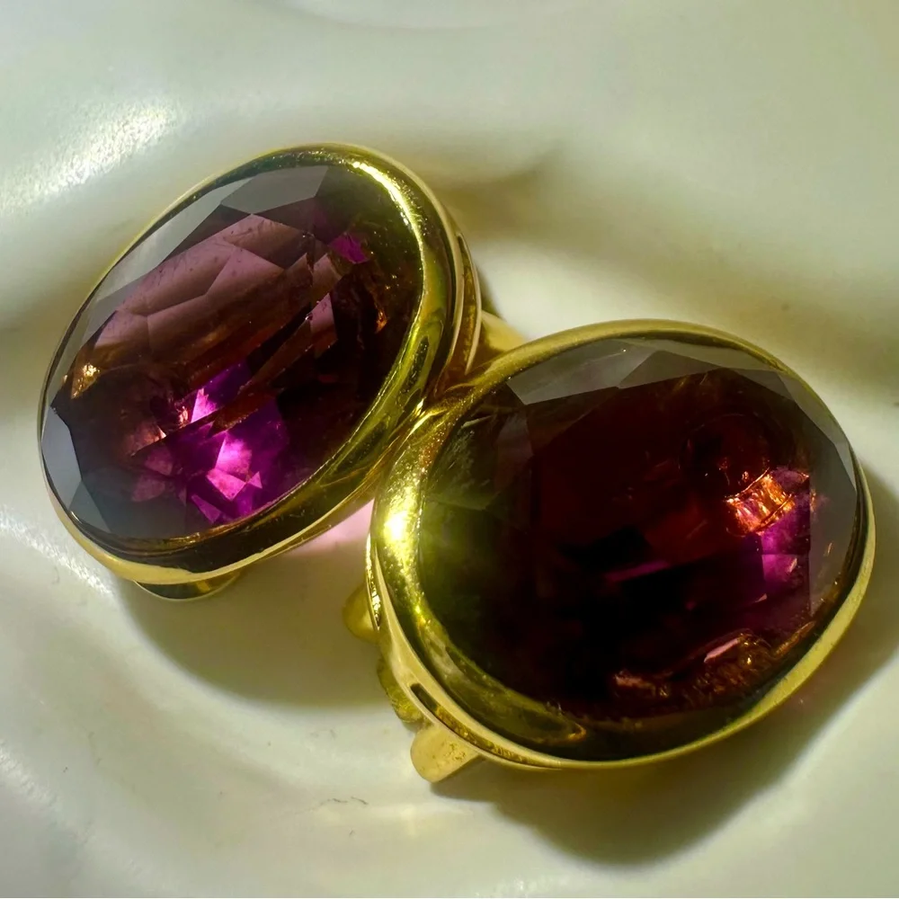 Vintage Christian DIOR Amethyst Crystal Earrings - Picture 4 of 5